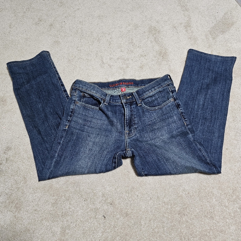 Lucky Brand 6/28 A Blue Denim Straight Leg Mid Rise Jeans
